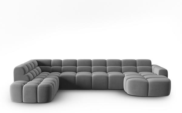 Micadoni Panorama Ecksofa Lisa 7-Sitzer Links Samtstoff Casino Hellgrau