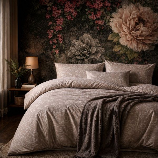 ZIRVEHOME Bettwäsche Beige Bettbezug Natur Blätter Design in Creme und Beige, Renforce, 2 teilig, 155x220 Bettbezug Baumwolle Beige Blätter modern elegant Natur Design