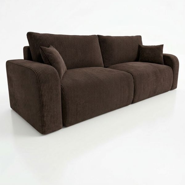 Wohnero24 Habana Schlafsofa 248 cm mit Bettfunktion 204x138 cm – Cord Sofa – Couch 3 Sitzer – Ausziehsofa mit 2 Bettkästen – Big Sofa Modern – Schlafcouch - Braun