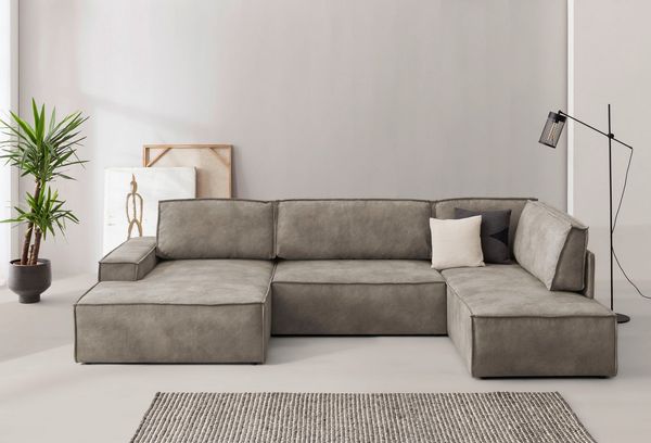 Home affaire Wohnlandschaft SHERWOOD U-Form, 329 cm - OTTO. Verlässliche Qualität, Schlaffunktion m. Bettkasten (194x139 cm), Cord, Vintage, Samtvelours