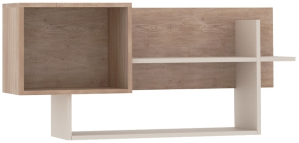 Marmex Möbel Grant 03C Wandregal, Dekoregal, Dekowandregal, laminierte Spanplatte, graubeige cashmere+cremona torro, 109x51x27 cm