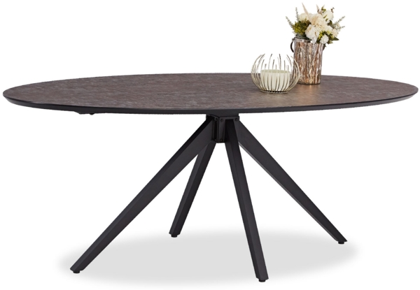 Esstisch Oval Wohnzimmertisch Tisch Esszimmertisch Metall Schwarz Braun Massiv Küchentisch Industrial Style