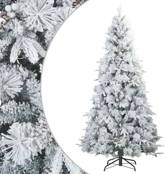 vidaXL Künstlicher Scharnier-Weihnachtsbaum schneebedeckt Weiß 240 cm 42019310 Bild 1