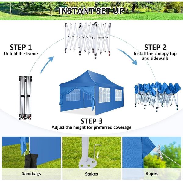 Faltpavillon 3x6m Wasserdicht Stabil Winterfest mit Seitenwänden & Sandsack Bild 2