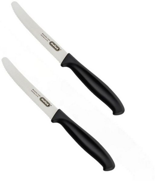 Mulex Bratpfanne TOMALIN 26 cm inklusive 2 Universal Tafelmesser schwarz, Aluguß (Premium Qualität, 3-tlg, Tomalinbeschichtung), inkl. Tafelmesser