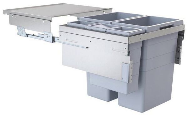Hailo Abfallsammler 3619621 CE Slide Euro-Cargo 2x 38 + 12 + 2.5 Liter hellgrau