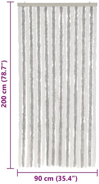 vidaXL Fliegenvorhang Hellgrau und Weiß 90x200 cm Chenille 377313 Bild 7