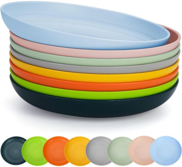 8er Set Kunststoffteller 23cm Tief BPA-frei Mikrowellenfest Spülmaschinenfest
