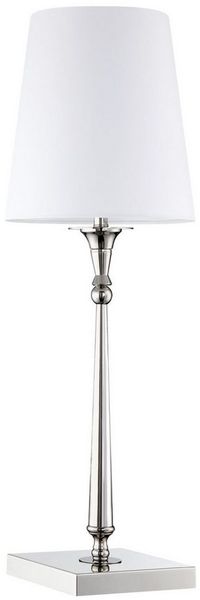 Licht-Erlebnisse Nachttischlampe NORELL, ohne Leuchtmittel, Stoff Metall E27 58 cm Nickel Weiß Kabelschalter Rustikal