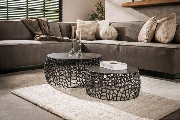KAWOLA Couchtisch SONO Set 2-tlg. Metall schwarz 30 x 75 x 75 cm