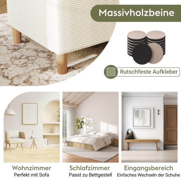 Merax Bettbank mit Stauraum, 175 x 38 cm Bettbank, Polsterbank mit Hydraulischem Stauraum, Aufbewahrungsbox, Beige Bild 6