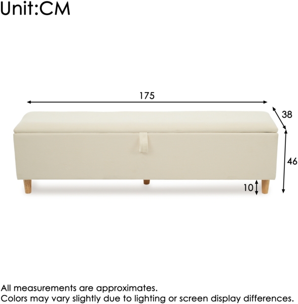 Merax Bettbank mit Stauraum, 175 x 38 cm Bettbank, Polsterbank mit Hydraulischem Stauraum, Aufbewahrungsbox, Beige Bild 4