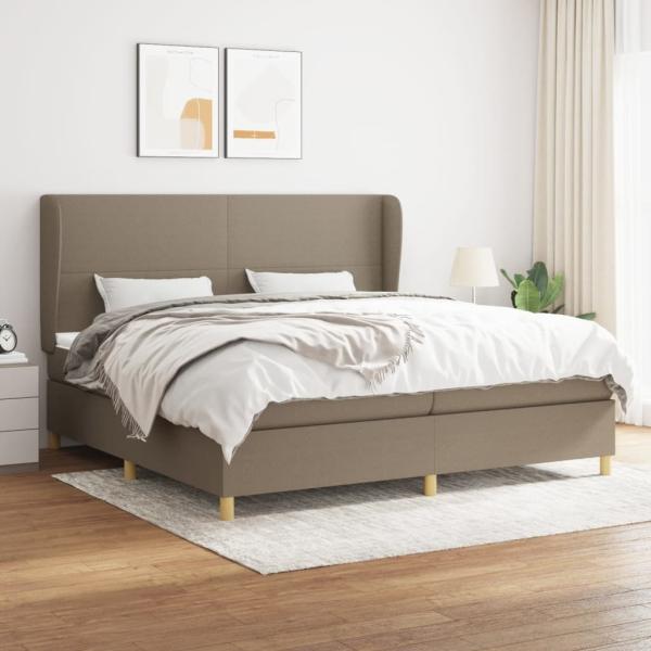 Boxspringbett mit Matratze Stoff Taupe 200 x 200 cm, Härtegrad: H2 [3128393]