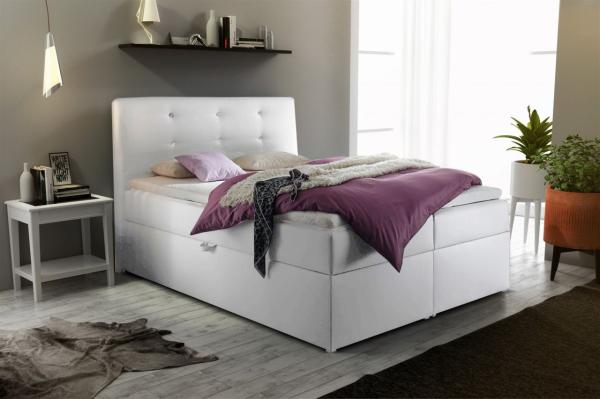 Boxspringbett MONZA Kunstleder Weiss 200x200 cm