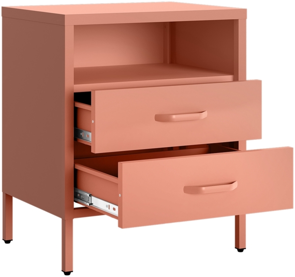 skølm 'Mizar' Nachttisch, Metall, terrakotta, Beistelltisch mit 2 Schubladen und offenem Fach Bild 9