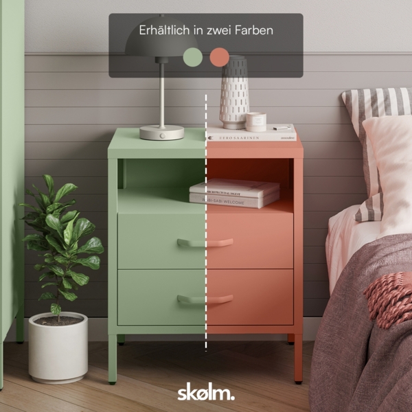 skølm 'Mizar' Nachttisch, Metall, terrakotta, Beistelltisch mit 2 Schubladen und offenem Fach Bild 8