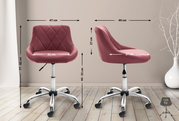 CLP Arbeitshocker Lazio drehbar mit Chromgestell,bordeauxrot Kunstleder Bild 2