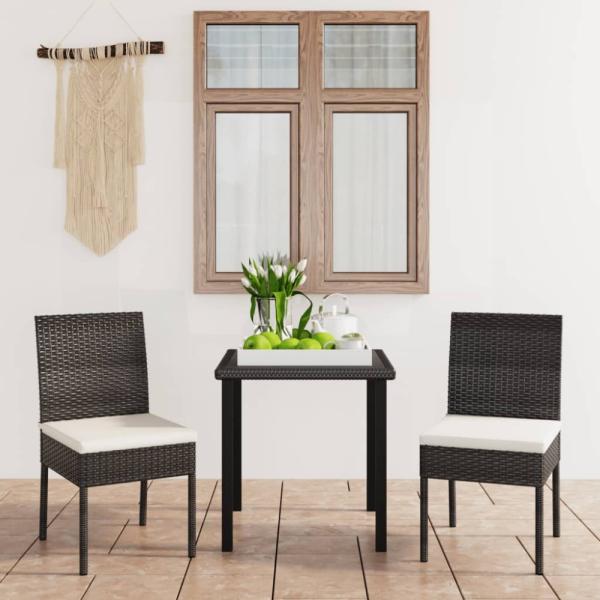 vidaXL 3-tlg. Garten-Essgruppe Poly Rattan Schwarz 3065693