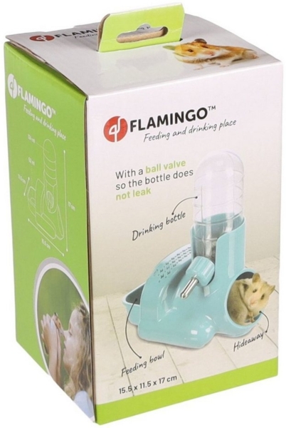 Flamingo Wasserspender Trinkflasche & Futternapf Hamtaro Zyan Bild 3