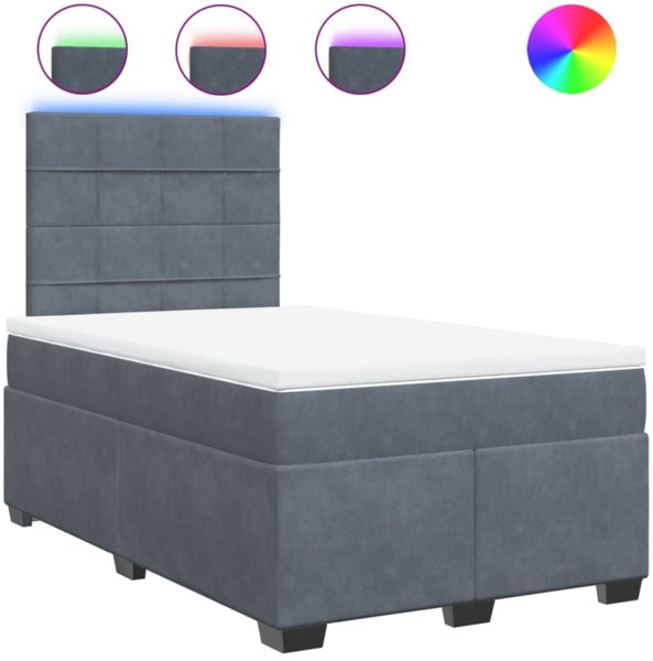 vidaXL Boxspringbett mit Matratze Dunkelgrau 120x190 cm Samt 3293159