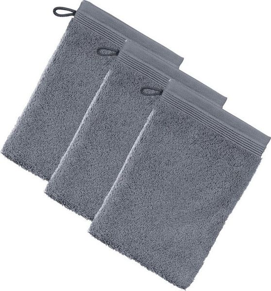 möve Superwuschel Waschhandschuh 15x20 cm aus 100% Baumwolle, stone 3er Set