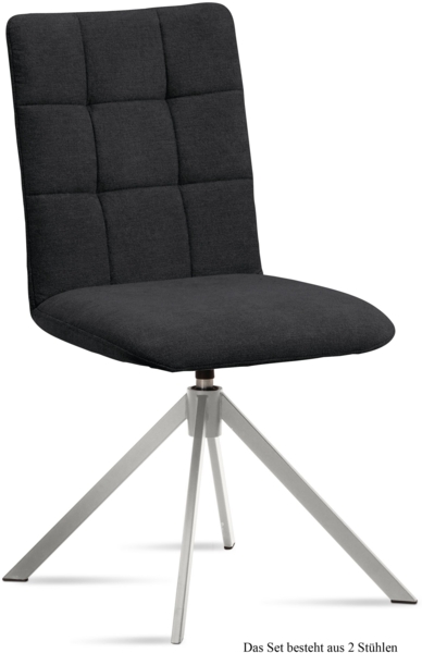 Esszimmerstuhl drehbar (2er-Set) Drucie 47x91x60 Edelstahl/Anthrazit