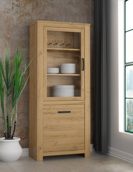 FORTE Havanna Vitrine, Holzwerkstoff, Braun, 77 x 185,3 x 42,2 cm