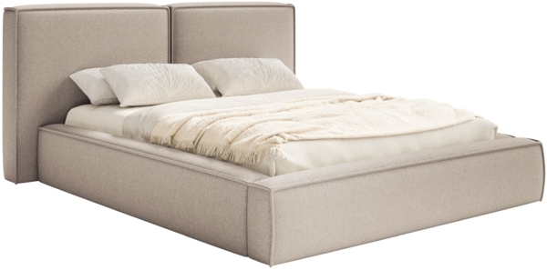 Selsey 'Tilves' Polsterbett 160x200 mit Bettkasten, Lattenrost, Chenille, beige