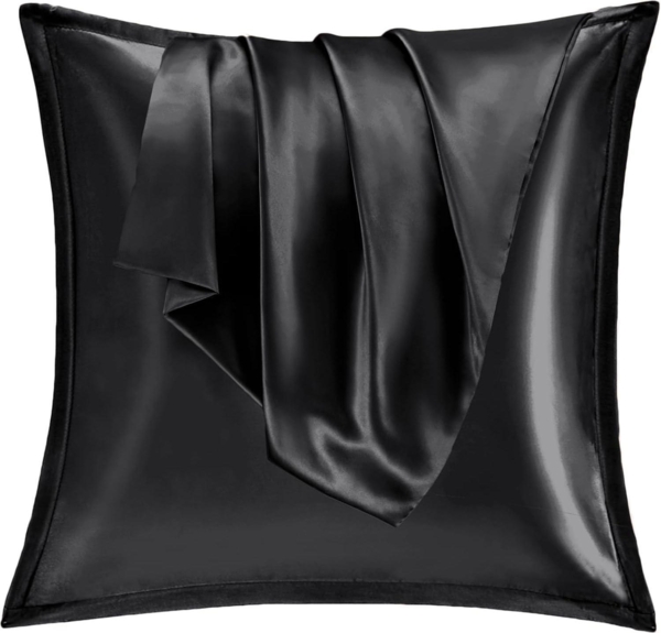 Satin Kissenbezug 80x80 2er Set Schwarz Weiche Silk Pillowcase