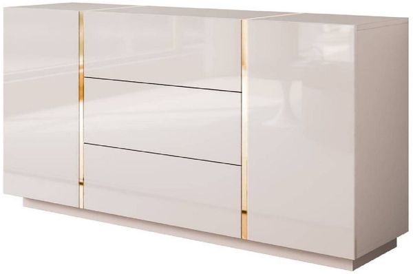yourhouse24 Kommode ONYX Kaschmir goldenen Beinen Sideboard Push-Open / Goldgriffe 158 cm