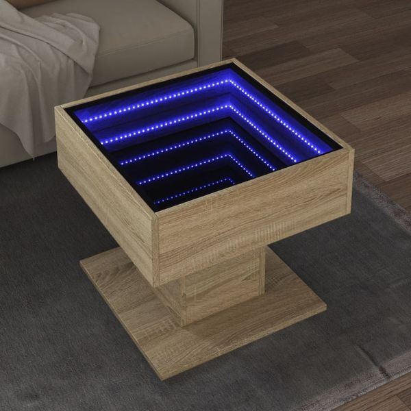 vidaXL LED-Couchtisch Sonoma Eiche 50x50x45 cm Holzwerkstoff 847527