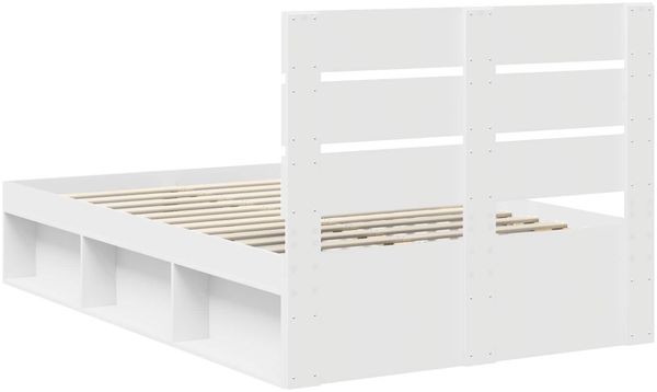 vidaXL Bettrahmen mit Kopfteil Weiß 120 x 190 cm Massives Kiefernholz 3411768 Bild 9