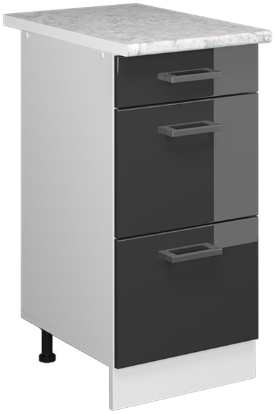 Unterschrank R-Line Anthrazit Hochglanz 40 cm mit Schubladen Vicco