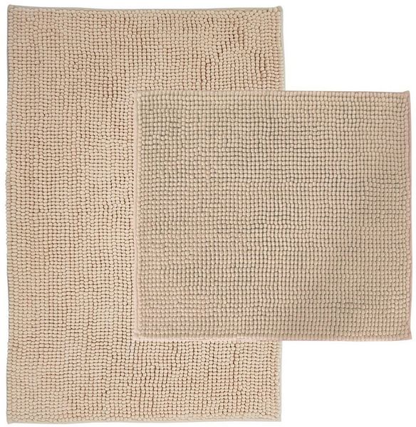 NYVI Badematte Badematten Set 2 teilig Chenille 50x80 Badematte und 45x50 WC-Vorleger, Höhe 20 mm, Polyester, Badezimmerteppich Set - Rutschfest, Saugstark, Schnell Trocknend