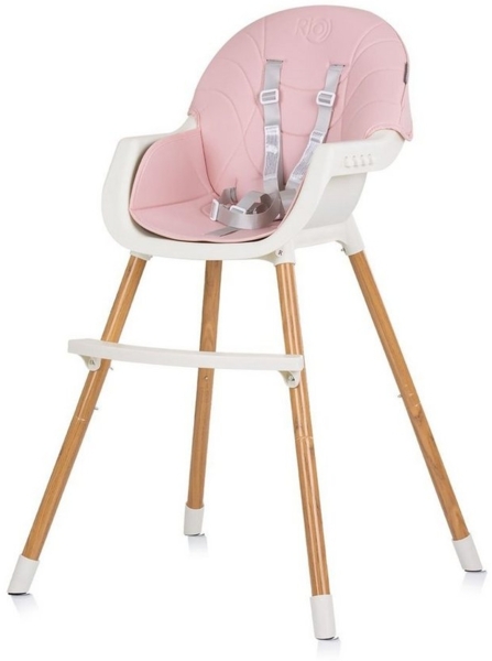 Chipolino Kinderhochstuhl Rio 2 in 1, Kinderstuhl rutschfeste Beine 5-Punkt-Gurt rosa Bild 2