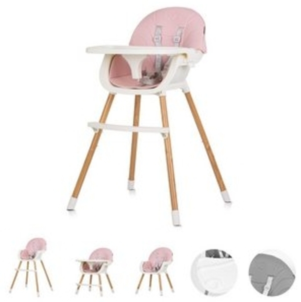 Chipolino Kinderhochstuhl Rio 2 in 1, Kinderstuhl rutschfeste Beine 5-Punkt-Gurt rosa Bild 6