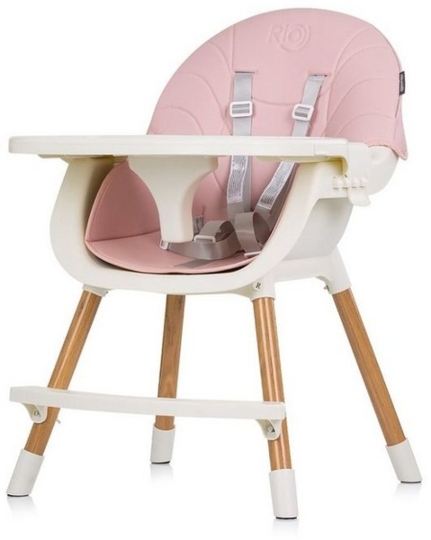 Chipolino Kinderhochstuhl Rio 2 in 1, Kinderstuhl rutschfeste Beine 5-Punkt-Gurt rosa Bild 3