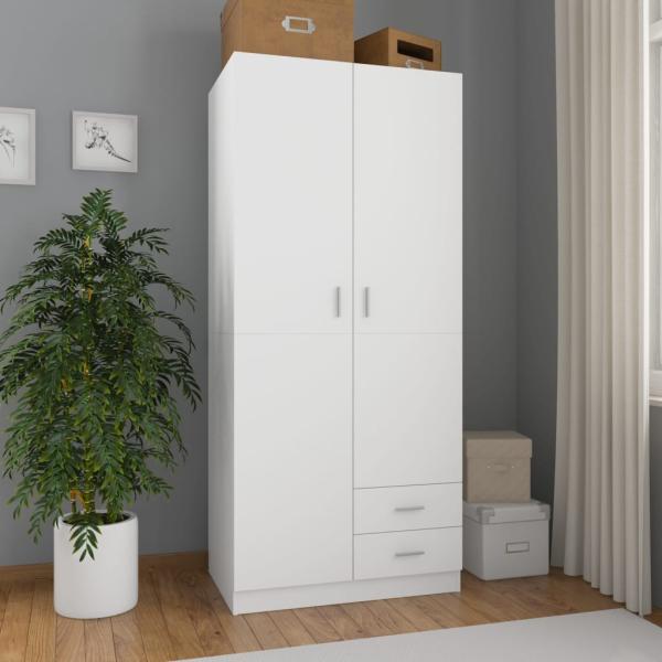 vidaXL Kleiderschrank Weiß 80x52x180 cm Holzwerkstoff 800639