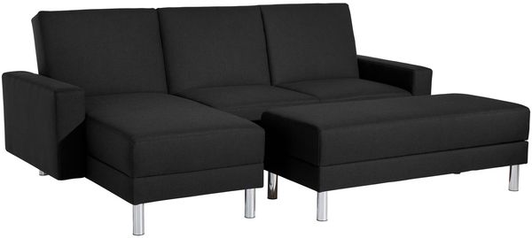 Just Fashion Funktionssofa Flachgewebe Schwarz Metall Chromfarben