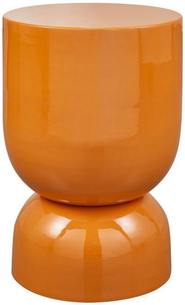 Beistelltisch Hekla aus Metall, Retro Chic Design, orange, rund, hochglänzend lackiert