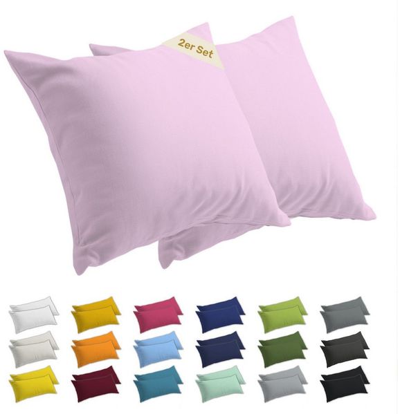 Lavea Kissenbezug 2er Set Kissenhülle Jersey, 100% Baumwolle, Kissenbezüge, (2 Stück), allergikerfreundlich - sicherer YKK-Reißverschluss - waschbar 60°C