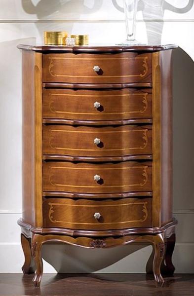 Casa Padrino Luxus Barock Kommode Braun - Edler Massivholz Schrank mit 5 Schubladen - Barock Möbel - Luxus Qualität - Made in Italy