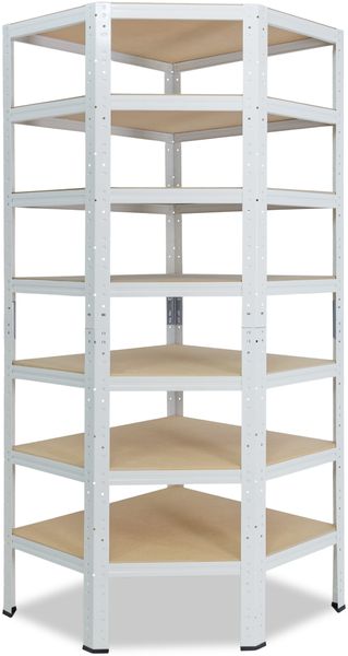 shelfplaza HOME 230x90x60 cm Eckregal in weiß mit 7 Böden und 125 kg Traglast pro Boden