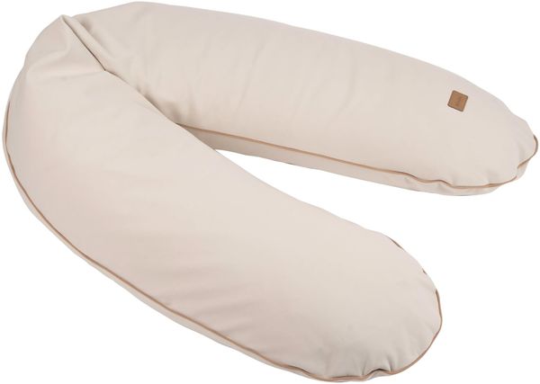 BÉABA, Schwangerschafts- & Stillkissen XXL 180 cm, multifunktionales Mutterkissen, Ganzkörperstütze, geräuschlose Mikroperlen, abnehmbarer Bezug & waschbar, OEKOTEX, French Terry, Mandel