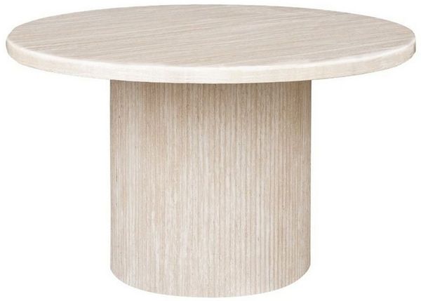 alesvelt Esstisch Trivento massive Travertin-Tischplatte edles Tischbein im Säulenstil (1 Tisch), 130 x 75 cm