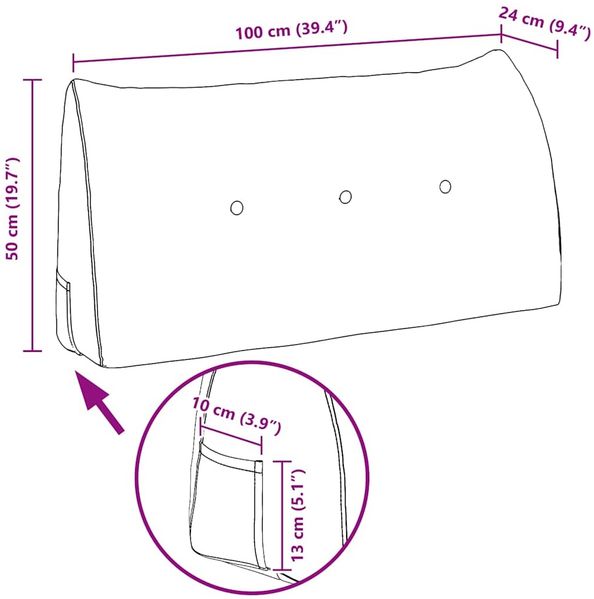 vidaXL Rücken Kissen Rosa 100 x 24 x 50 cm Stoff 42014456 Bild 11