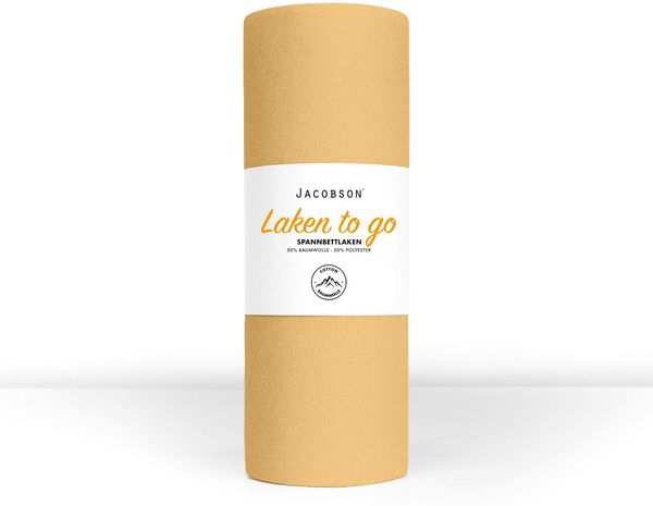 Jacobson Laken to GO Spannbettlaken Jersey Spannbetttücher Bettlaken 50% Baumwolle 50% Polyester (180x200-200x200 cm 2er Set, Beige)