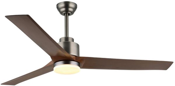 GLOBO LIGHTING Deckenleuchte MODESTO, Dimmfunktion, Memoryfunktion, Nachtlichtfunktion, Timerfunktion, Ventilatorfunktion, mehrere Helligkeitsstufen, LED fest integriert, warmweiß - kaltweiß, Ventilator holzoptik dunkel kühlen-heizen Wohnzimmer Schlafz...