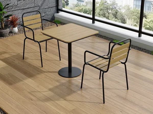 Vente-unique - LYLIOS Garden dining set Metall Schwarz - B 70 cm59,5 cm x H 75 cm80 cm x L 70 cm54 cm