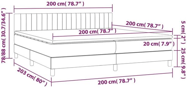 vidaXL Boxspringbett mit Matratze Schwarz 200x200 cm Samt 3141445 Bild 7